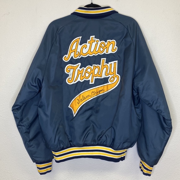 Vintage Nylon Quilted Athletic Jacket Men's Size Large - Picture 6 of 9